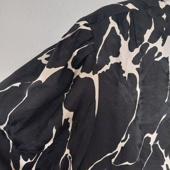 Robert Leonard Vintage Abstract Print 100% Silk 3/4 Puff Sleeve Shift Dress - Picture 4 of 8